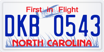 NC license plate DKB0543