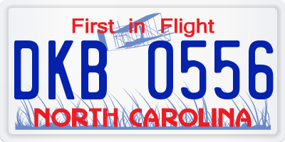 NC license plate DKB0556