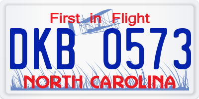 NC license plate DKB0573