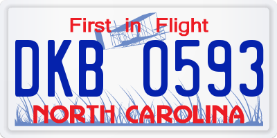 NC license plate DKB0593