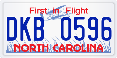 NC license plate DKB0596