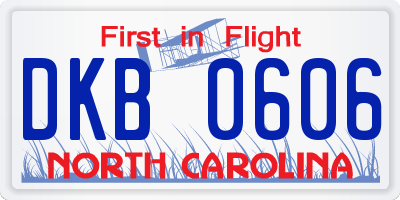 NC license plate DKB0606