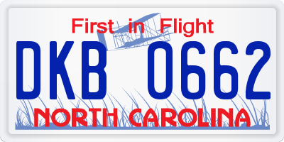 NC license plate DKB0662