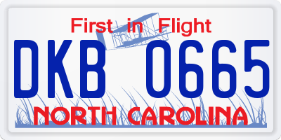 NC license plate DKB0665