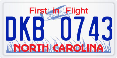 NC license plate DKB0743