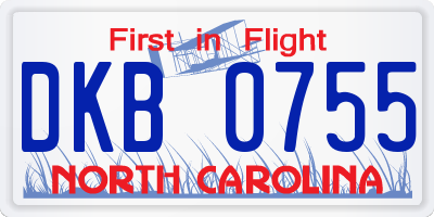 NC license plate DKB0755