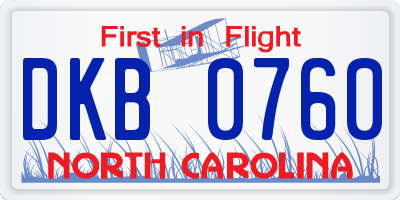 NC license plate DKB0760