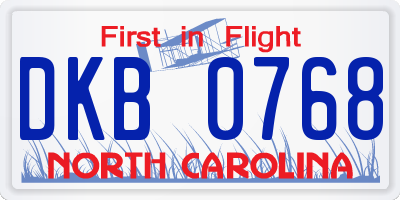 NC license plate DKB0768
