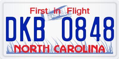 NC license plate DKB0848