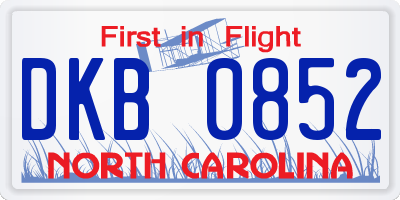 NC license plate DKB0852