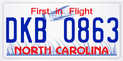 NC license plate DKB0863