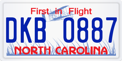 NC license plate DKB0887