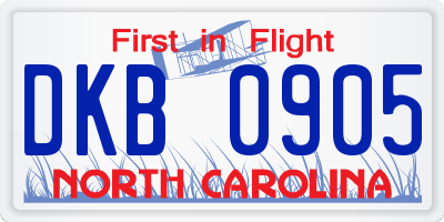 NC license plate DKB0905