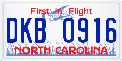 NC license plate DKB0916