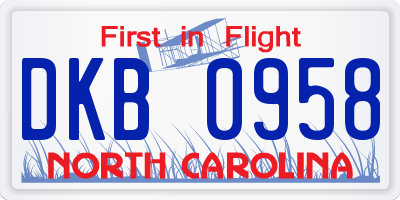 NC license plate DKB0958
