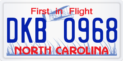 NC license plate DKB0968