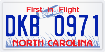 NC license plate DKB0971