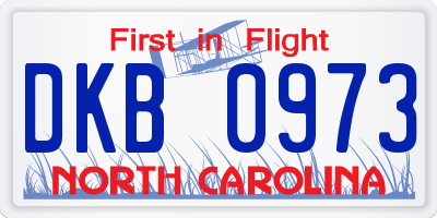 NC license plate DKB0973