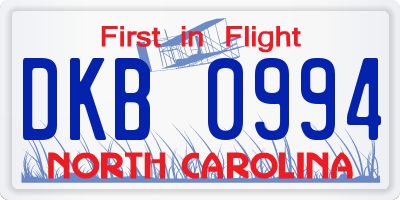 NC license plate DKB0994