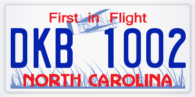 NC license plate DKB1002