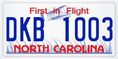 NC license plate DKB1003