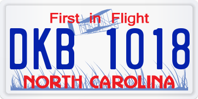 NC license plate DKB1018