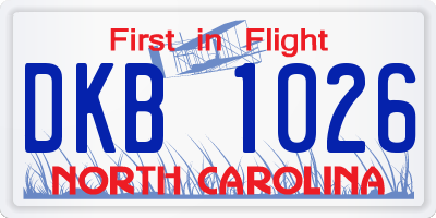 NC license plate DKB1026