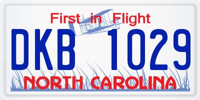 NC license plate DKB1029
