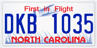 NC license plate DKB1035