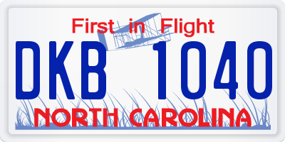 NC license plate DKB1040