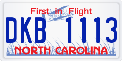 NC license plate DKB1113