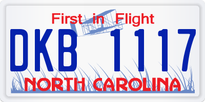 NC license plate DKB1117