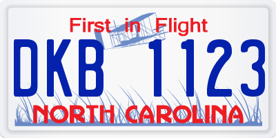 NC license plate DKB1123