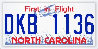 NC license plate DKB1136