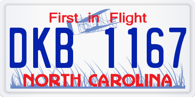 NC license plate DKB1167