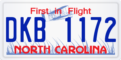 NC license plate DKB1172