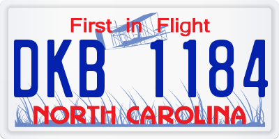 NC license plate DKB1184