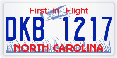 NC license plate DKB1217