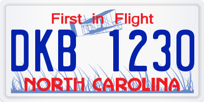 NC license plate DKB1230