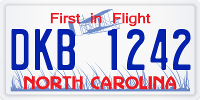 NC license plate DKB1242