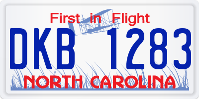 NC license plate DKB1283