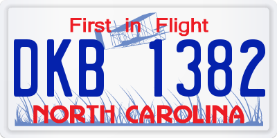 NC license plate DKB1382