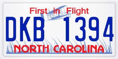NC license plate DKB1394