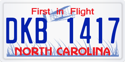 NC license plate DKB1417
