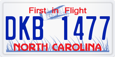 NC license plate DKB1477