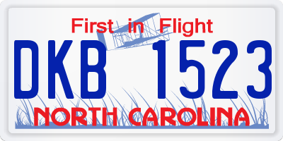 NC license plate DKB1523