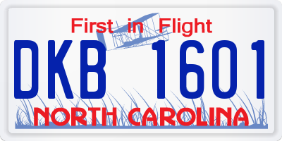 NC license plate DKB1601