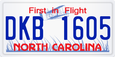 NC license plate DKB1605
