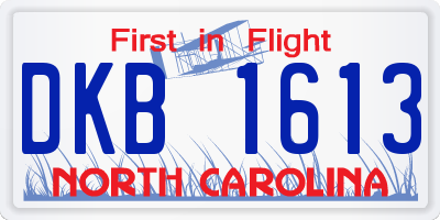 NC license plate DKB1613