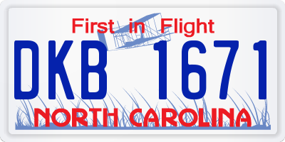 NC license plate DKB1671